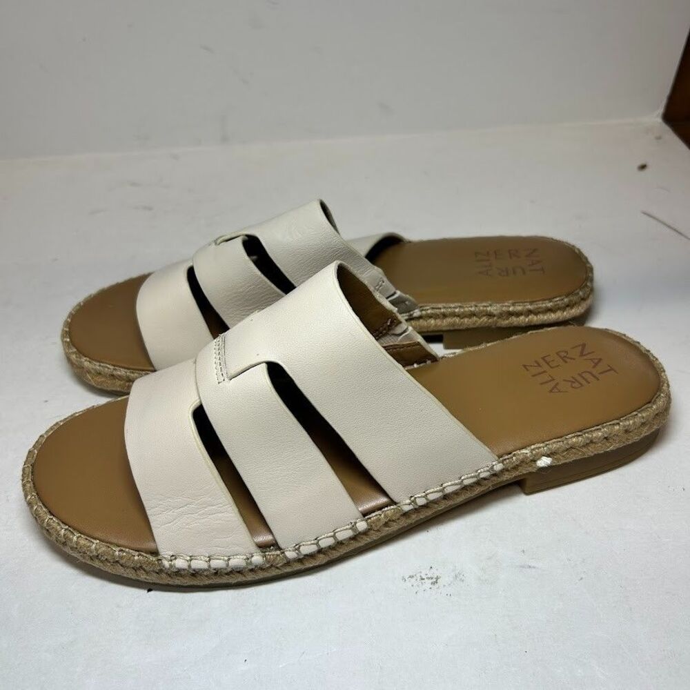Naturalizer Womens 9.5 M Porcelain Arden Strappy Slip On Flat Sandals NIB KB2